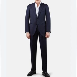 BOSTON LEON CLOTHING Navy Blue 2 PC Pinstriped Executive Suit NWOT